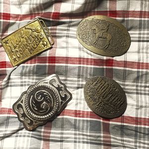 4 Vintage Western Style Belt Buckles